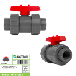 WATERMIL PVC-Kugelhahn IG×IG Doppelverschraubung PN16 – Absperrhahn