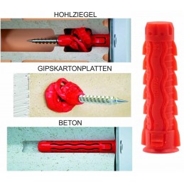4 Stück Allzweckdübel 10x50mm mit Kragen 6,0x70mm