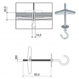 M-C Federklappdübel mit Deckenhaken "C" (25-50 Stück)