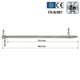 Vollgewindeschrauben 6,0 x 80 mm Konstruktionsschrauben Holzbau