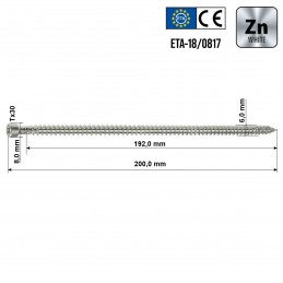 Vollgewindeschrauben 6,0 x 200 mm Konstruktionsschrauben Holzbau