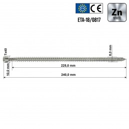 WKFC 8,0x240mm vollgewinde Konstruktionsschrauben