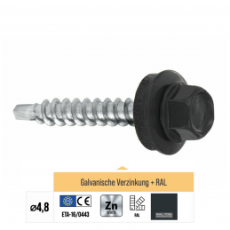 WFD-4,8 Trapezblechschrauben – Selbstbohrend, EPDM-Dichtung, verzinkt & RAL-Lackierung