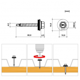 WFD-4,8 Trapezblechschrauben – Selbstbohrend, EPDM-Dichtung, verzinkt & RAL-Lackierung