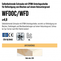 WFD-4,8 Trapezblechschrauben – Selbstbohrend, EPDM-Dichtung, verzinkt & RAL-Lackierung