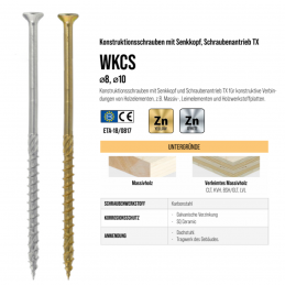 100 Stück 6,0x300mm TX30 Senkkopf-Holzbauschrauben mit TX-Antrieb