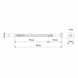 250 Stück 4,5 x 80mm TX20 Holzbauschrauben Senkkopf weiss verzinkt